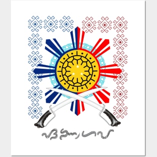 Philippine Sun / Philippine Swords (Ginunting) / Baybayin word Sanghaya (Dignity) Posters and Art